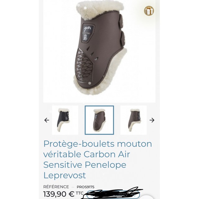 Protège-boulets mouton véritable Carbon Air Sensitive Penelope Leprevost