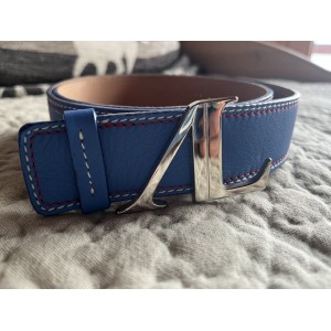 Ceinture AL cuir bleu azur