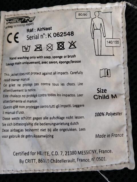 Airbag Hélite M enfant