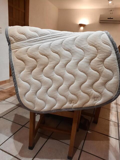 Tapis Paddock sport gris liseré bleu