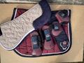 Ensemble complet bordeaux et bleu taille cheval