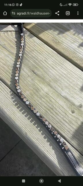 Frontal perle strass marron cuir