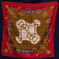 Foulard Rouge - Motif équestre - vintage