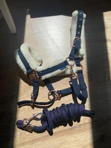 licol et longe bleu marine/rose gold taille poney