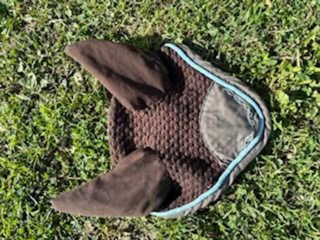 Bonnet marron et bleu