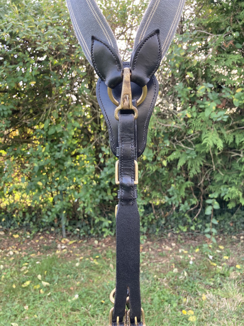 Collier de chasse Elastique Gris / Cuir Noir Stationata