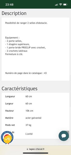 Armoire de sellerie en acier
