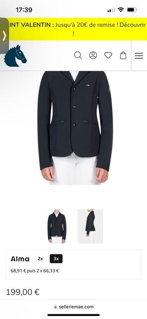 veste de concours Equiline garcon 14 ans TBE