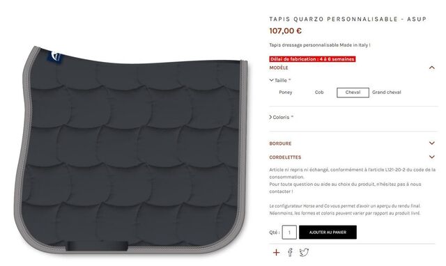 Tapis Anna Scarpati ASUP Quarzo Dressage Cheval Neuf