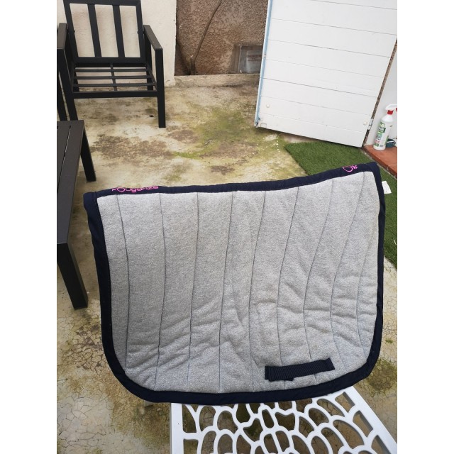 Tapis fouganza taille cheval argent pailleté bleu marine bon état