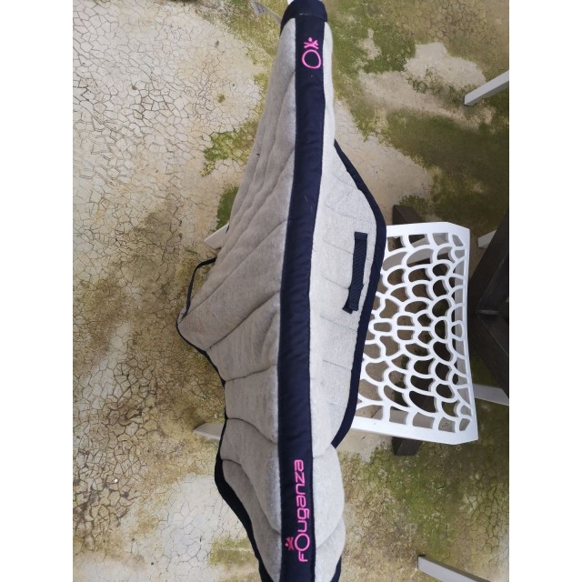 Tapis fouganza taille cheval argent pailleté bleu marine bon état