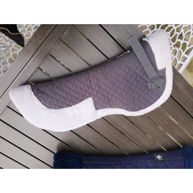 Amortisseur Horze taille poney gris et mouton synthétique blanc