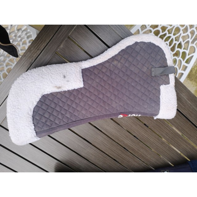 Amortisseur Horze taille poney gris et mouton synthétique blanc