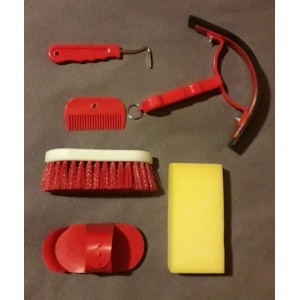 Kit de pansage rouge pour enfant (+ mallette)