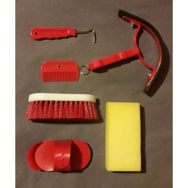 Kit de pansage rouge pour enfant (+ mallette)