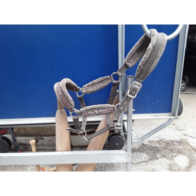 Licol fouganza marron+ longe marron et blanche fouganza.