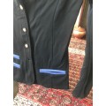 Veste d'équitation concours marque Spooks bleu marine avec liseré bleu clair- taille S (soit 34 / 14 ans )
