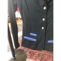 Veste d'équitation concours marque Spooks bleu marine avec liseré bleu clair- taille S (soit 34 / 14 ans )