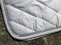 Tapis blanc bordure brillant argent