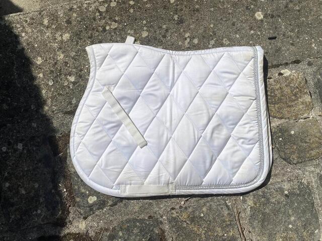 Tapis blanc bordure brillant argent