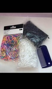 lot de 3 paquets d’élastique et 1 peigne