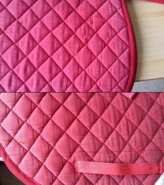 Tapis de selle rouge et bleu