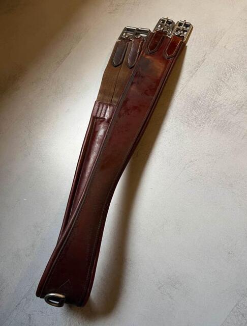 sangle en cuir marron/havane élastique 125cm