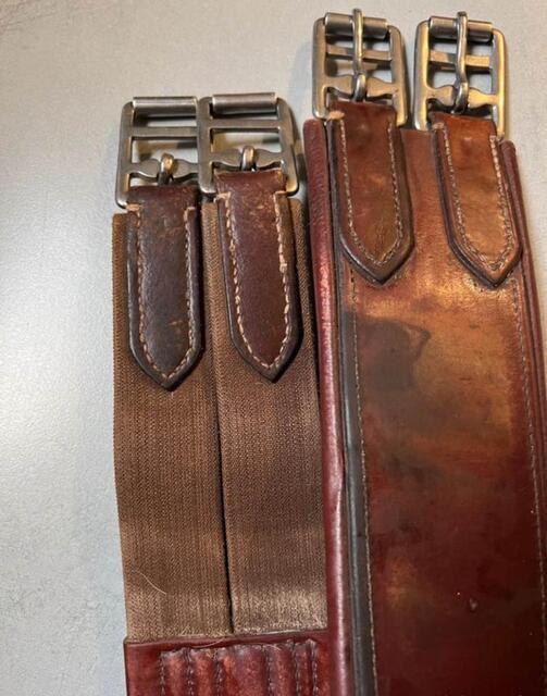 sangle en cuir marron/havane élastique 125cm