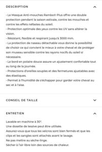 Masque anti-mouche et protection UV Rambo Plus - Horseware