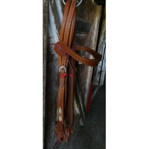 Filet western neuf cuir brun avec rênes