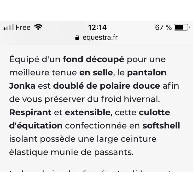 Pantalon ELT fine doublure polaire
