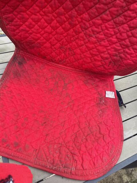 Tapis HKM rouge taille cheval très bon état