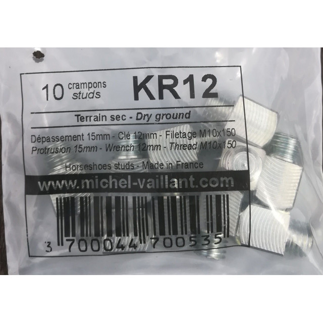 Lot de 10 crampons Michel Vaillant KR12 terrain sec