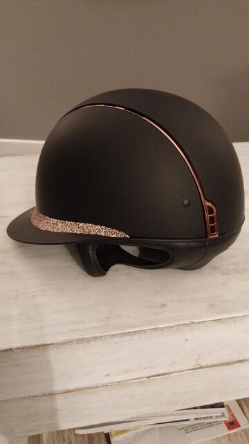 Casque d'équitation Miss Shield Shadowmatt Paint noir Crystal Fabric rose gold blason rose gold