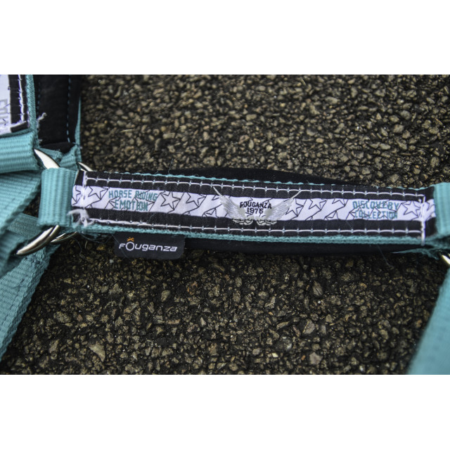 licol vert turquoise avec longe taille cheval