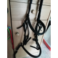 Bride noire surpiqures blanches taille cob/cheval
