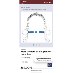 Mors Pelham cablé grandes branches (Taille : 130 (5"2))