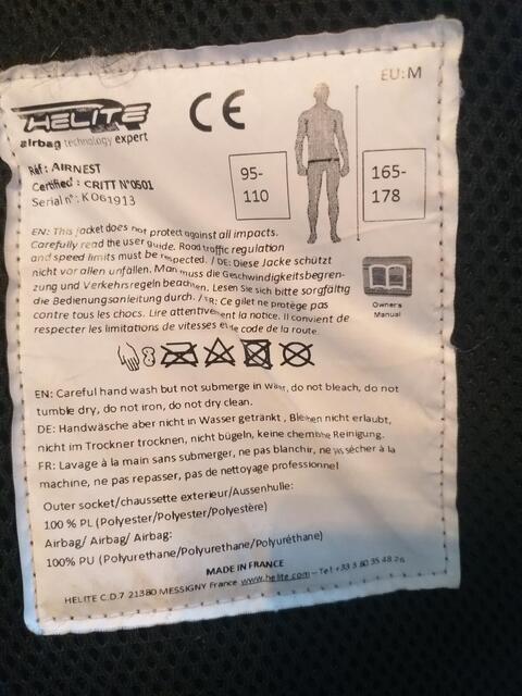 Gilet airbag Equithème helite