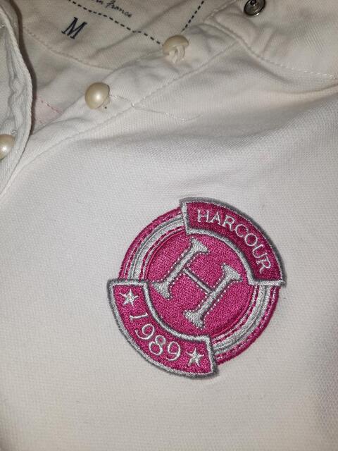 Polo HARCOUR concours blanc et rose